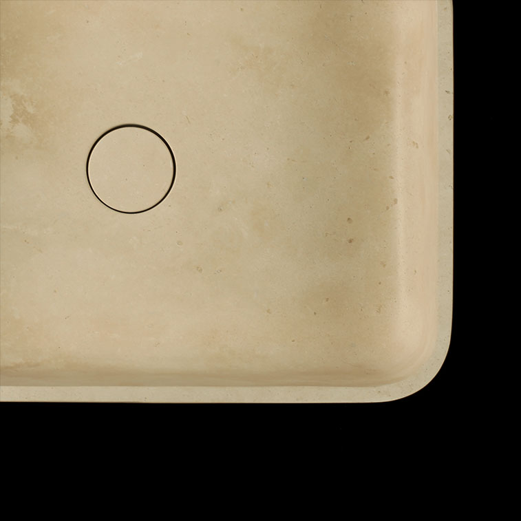Travertine Classico Light Filled Honed Rectangular Basin