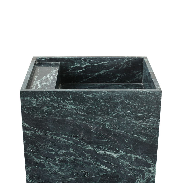 Verde Tinus Marble Honed Rectangular Freestanding Basin