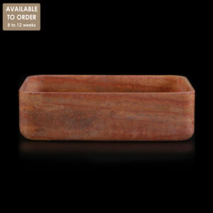 Rosso Travertine Filled Rectangular Honed Stone Basin SS24