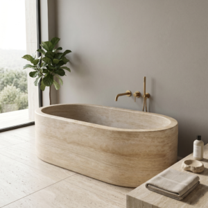 Travertine Classico Light Filled Honed Bathtub