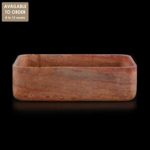 Rosso Travertine Filled Rectangular Honed Stone Basin SS25