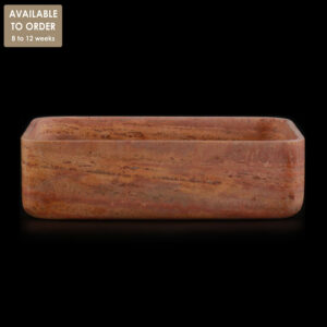 Rosso Travertine Filled Rectangular Honed Stone Basin SS27