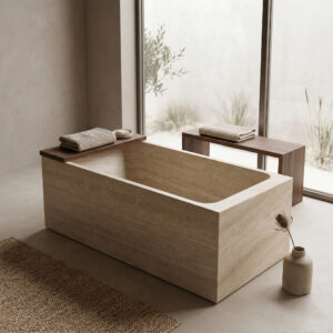 Travertine Classico Light Filled Honed Bathtub