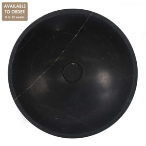 Nero Marquina Marble Round Honed Stone Basin SS06